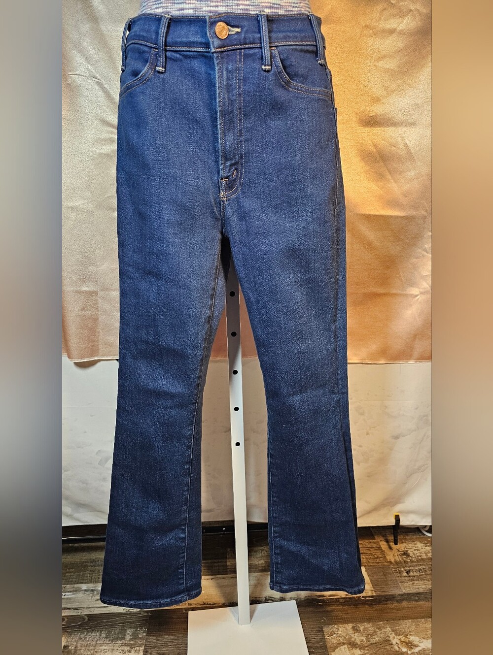 MOTHER Hustler Ankle High Rise Kick Flare Jeans Sz 26 Coloring Outside The Line